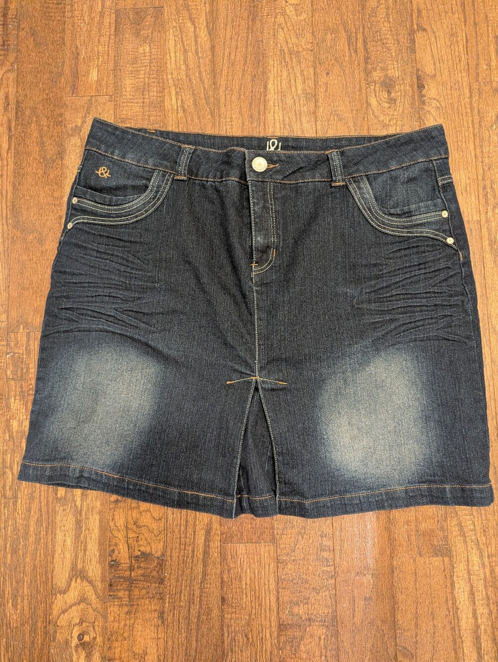 Y2K Dark Wash Denim Mini Skirt Skort with Front Slit Plus Size 20